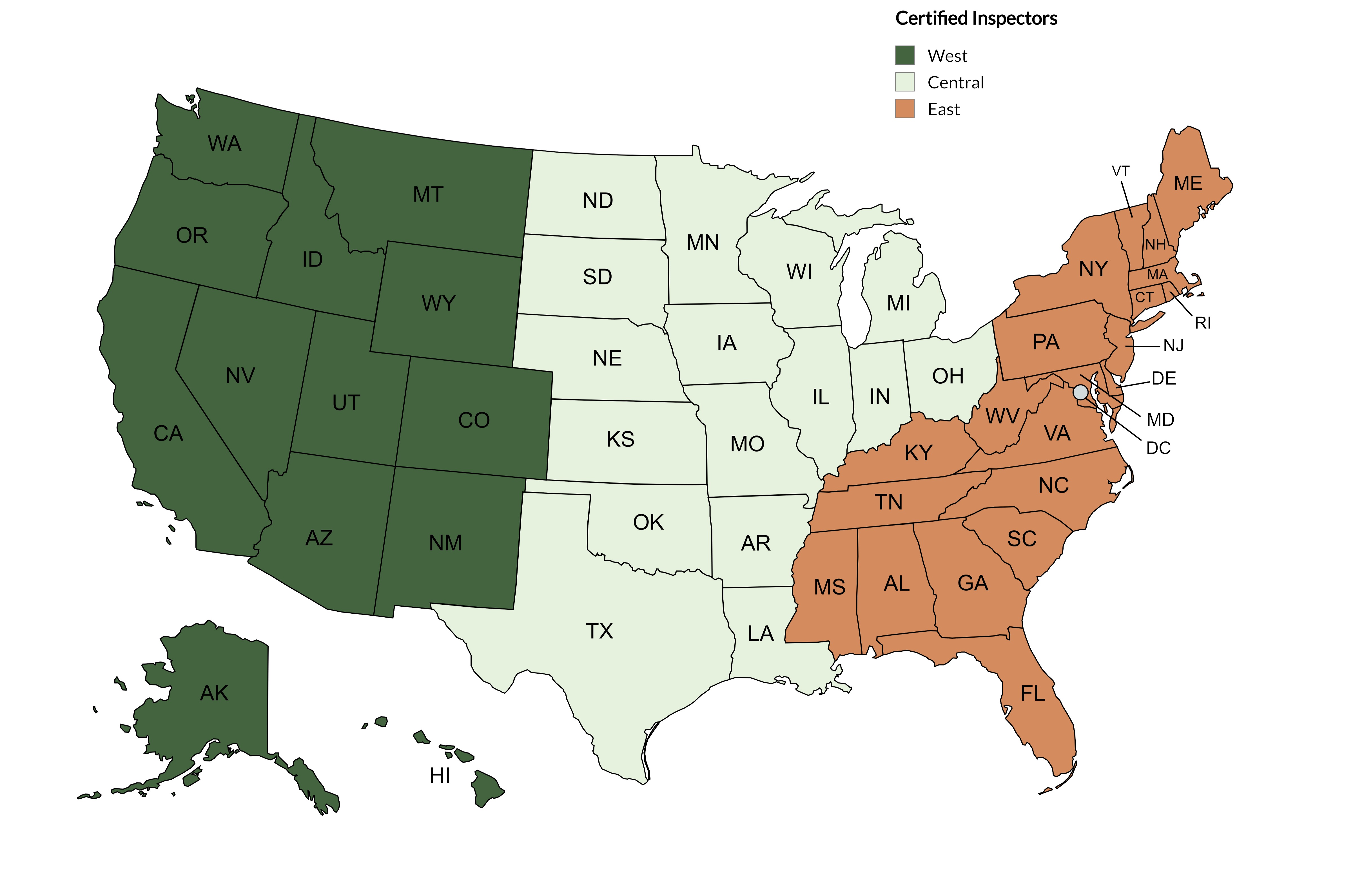 certified inspectors map